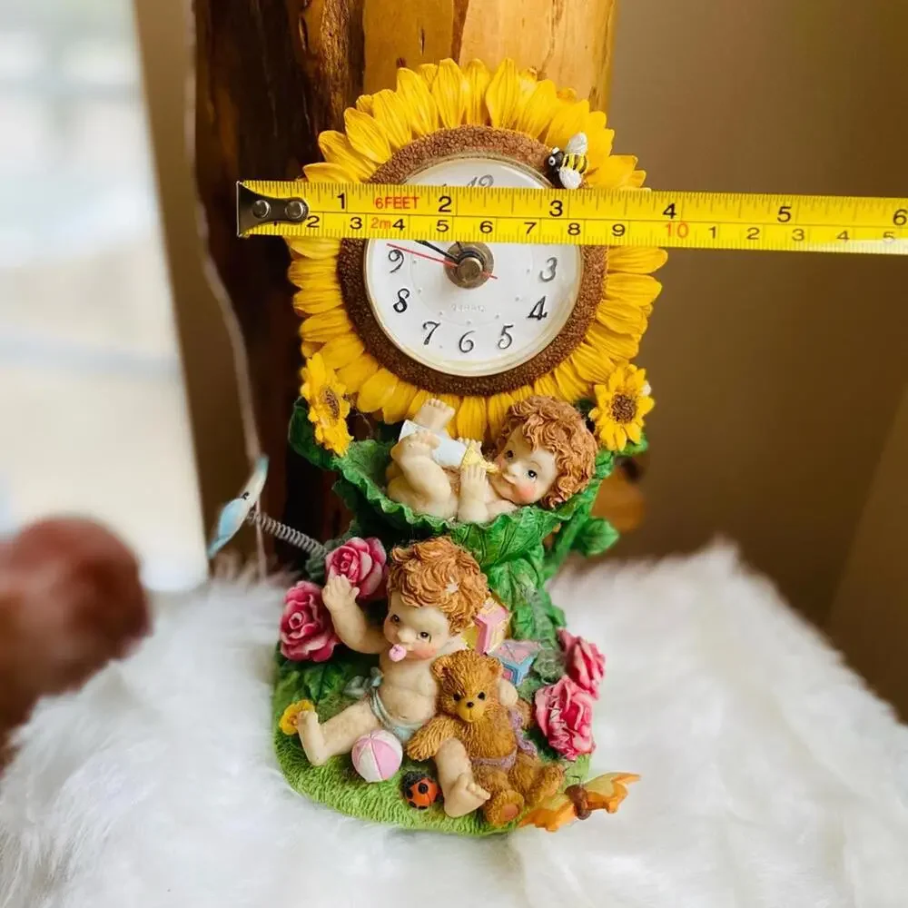 Decorative Baby Figurine Sunflower Clock